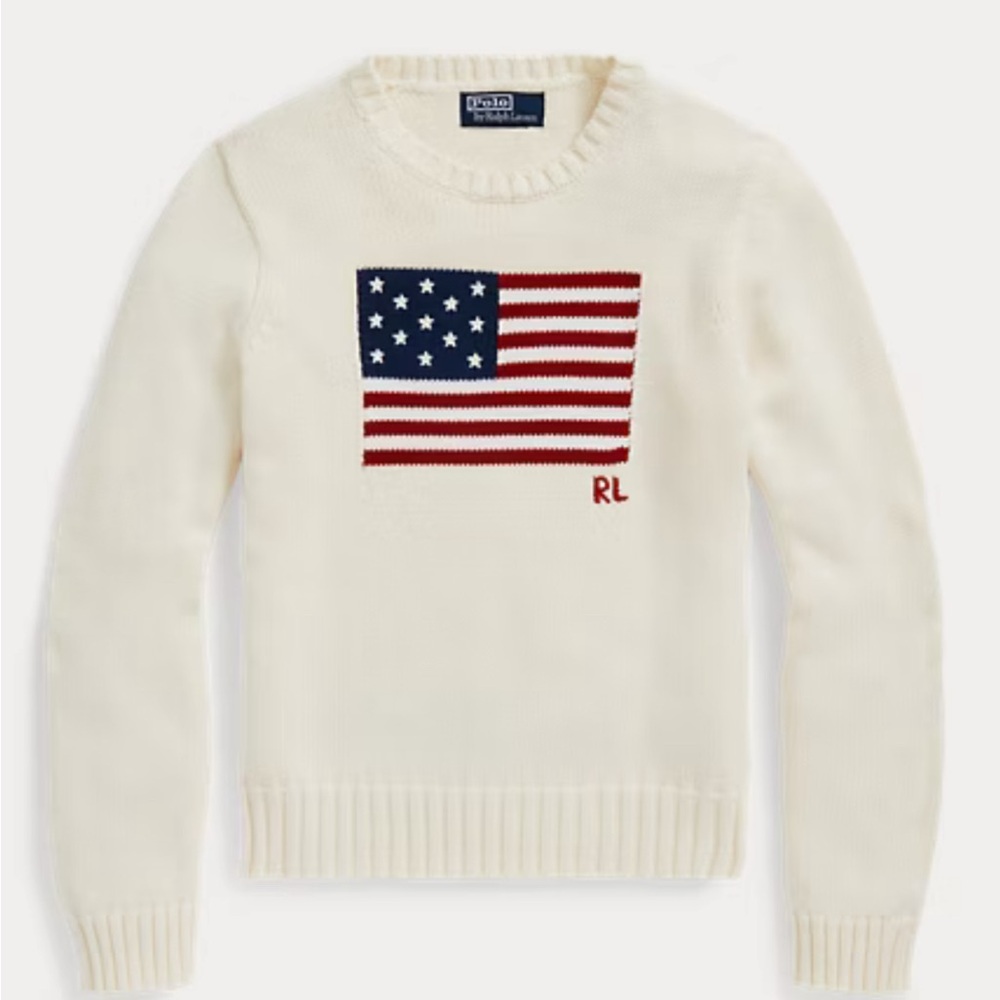 Cream Ralph Lauren American flag sweater
